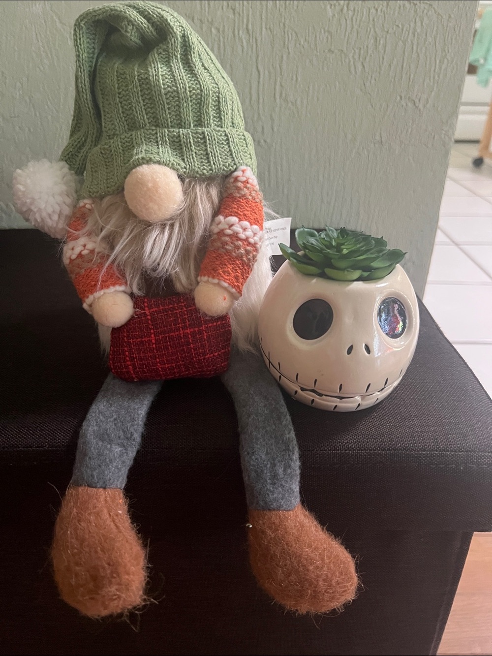 #3260**Gnome Costume Plush Doll - Green Hat, Orange Arms
